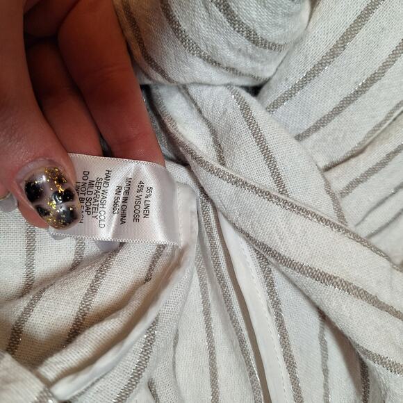 Halston Linen blend striped lightweight blazer jacket 3/4th business casual - Picture 6 of 7